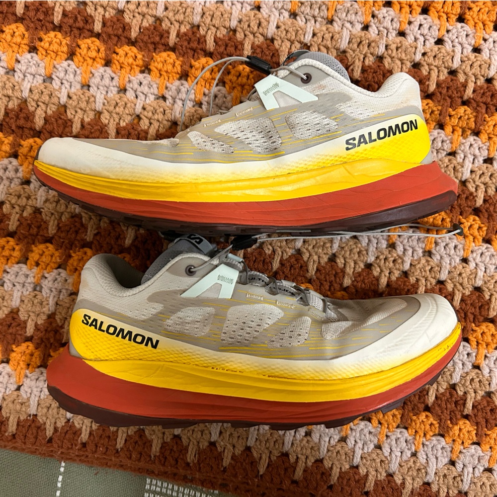 Salomon Beige and Yellow Athletic Shoes